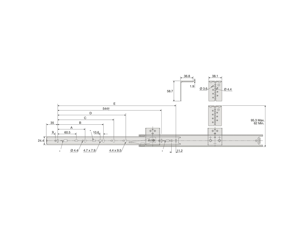 Guide con Sfere per Ripiano Estraibile per Tastiera 35,3x12,7h Portata kg.30 Zincata mm.450 | Accuride - immagine 5